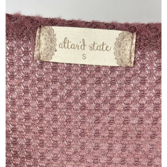 Altard State Top V Neck Long Sleeve Waffle Knit Tie Knot Button Front Size Small - Picture 8 of 9